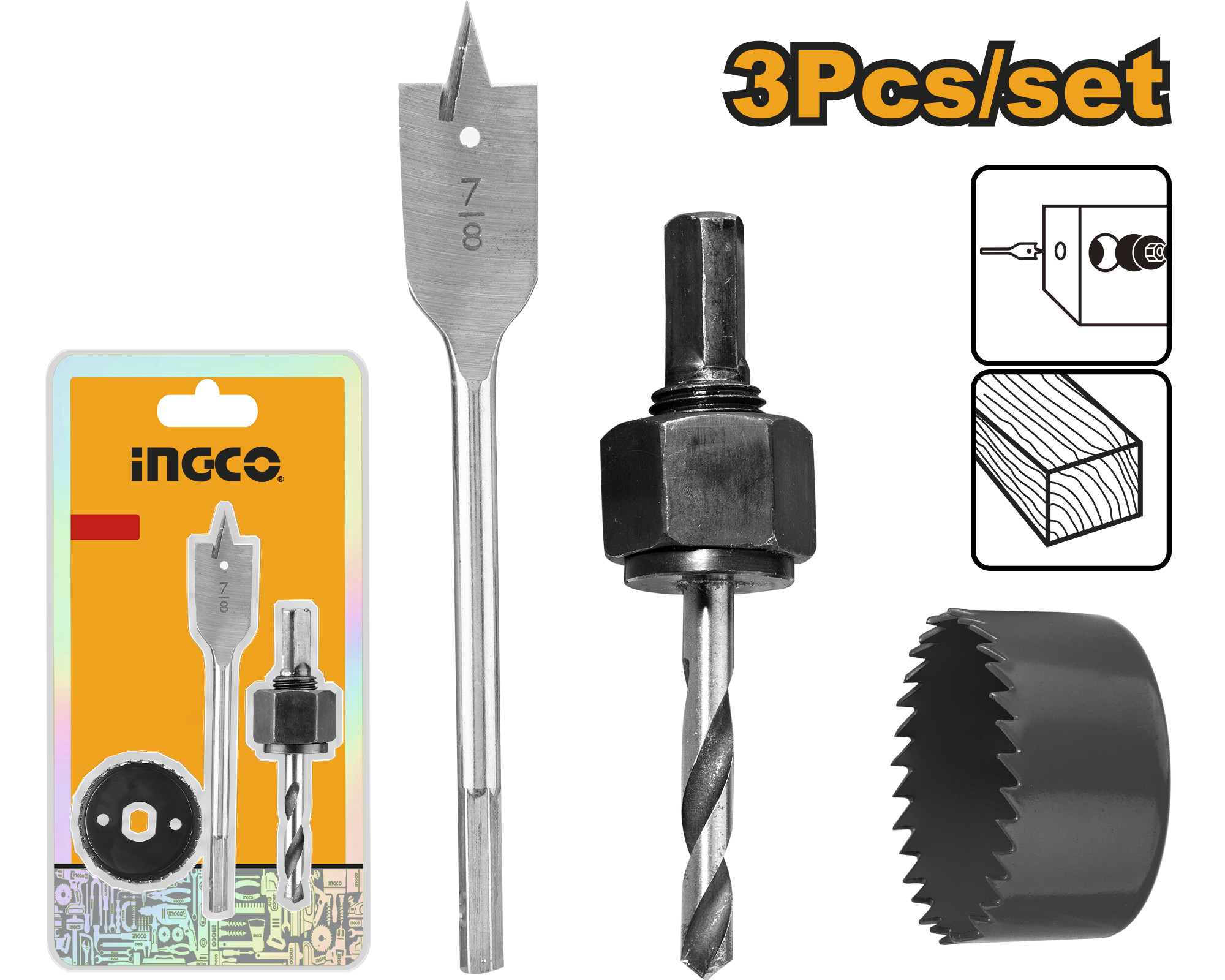 set brocas para cerradura (3 pzas) set brocas para cerradura (3 pzas)