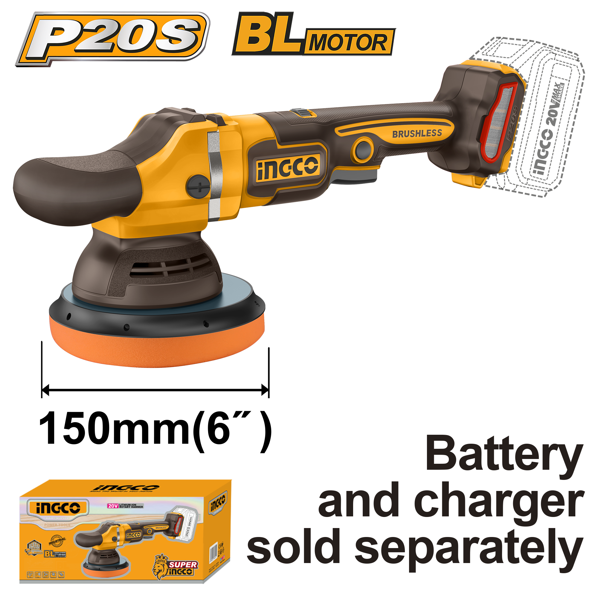 pulidora inalambrica brushless 6" 20v pulidora inalámbrica brushless 6" 20v