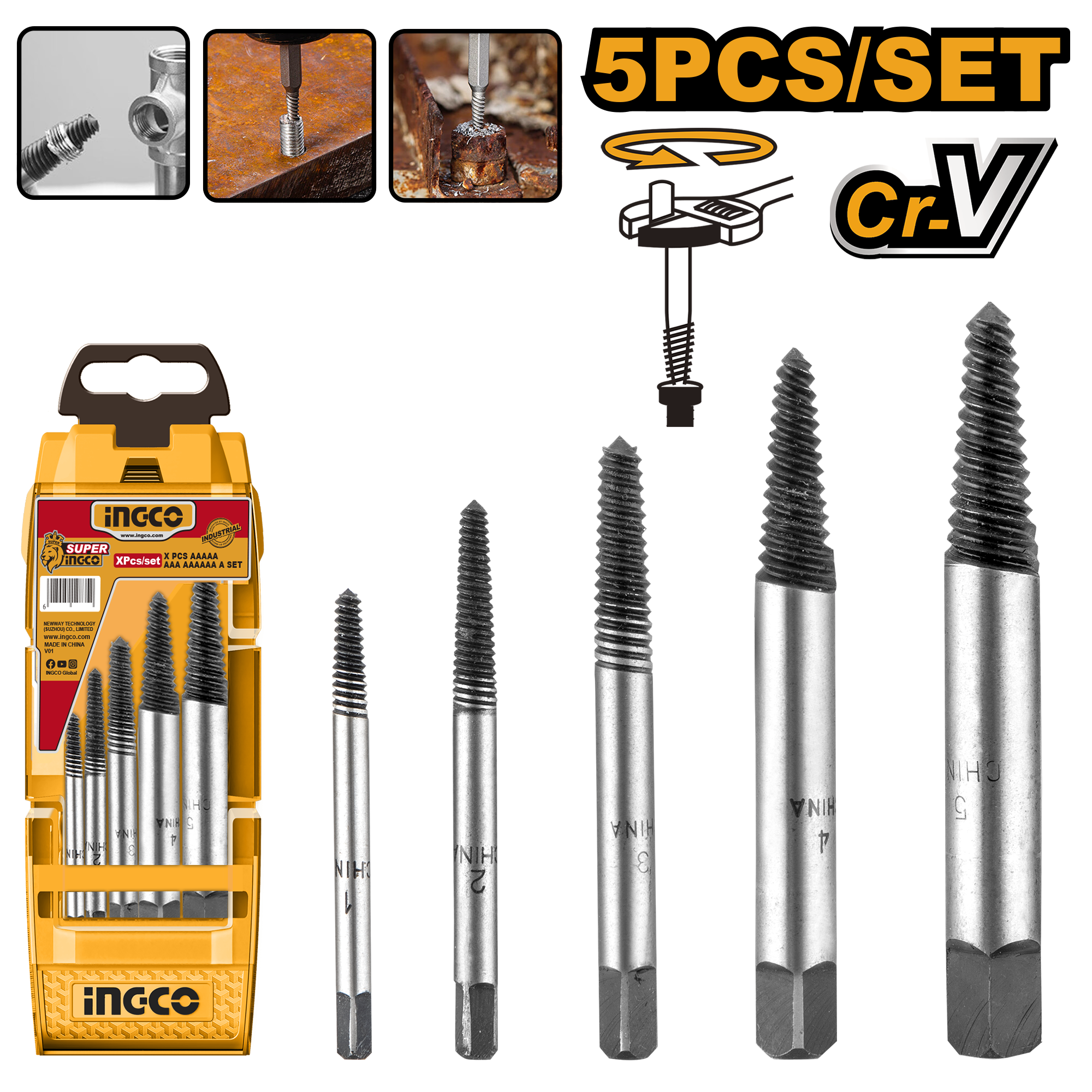 juego de extractores de tornillos 5pcs juego de extractores de tornillos 5pcs