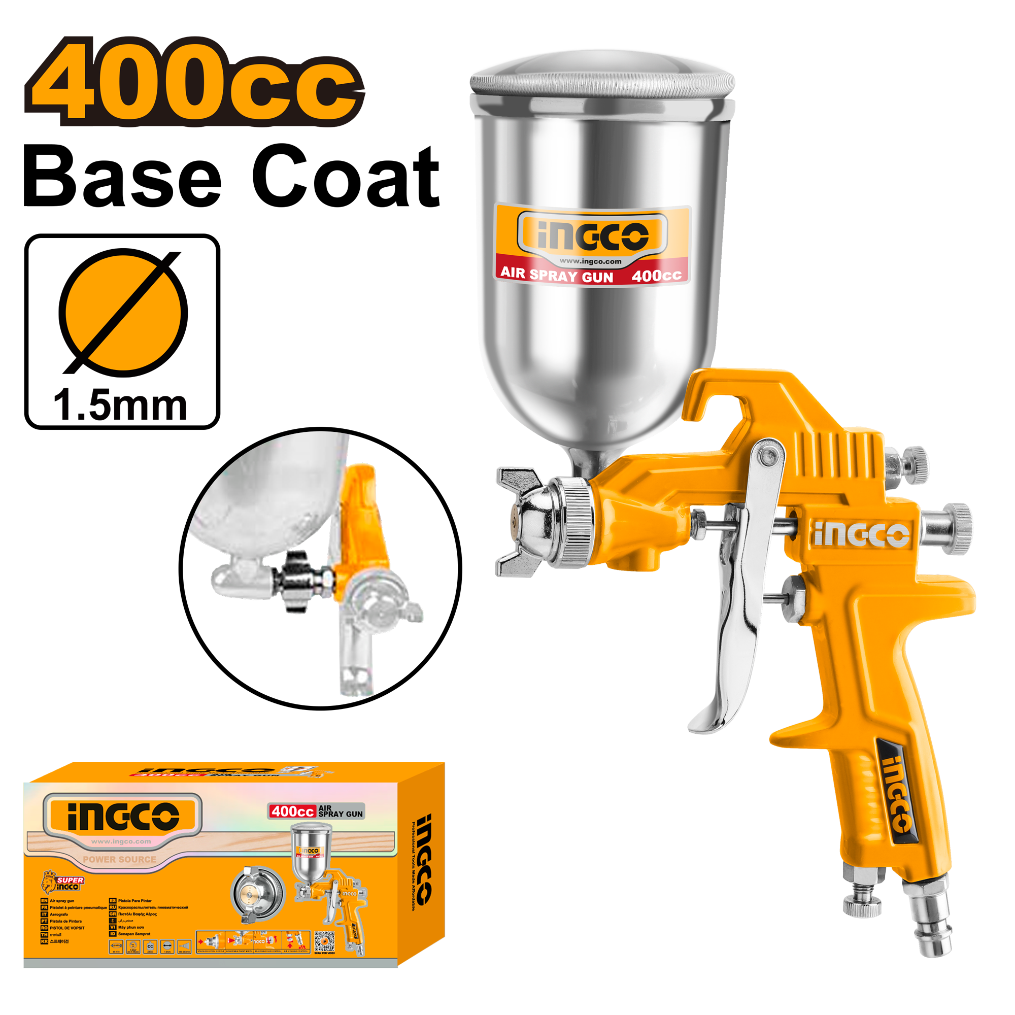 pistola pulverizadora neumatica 400cc 1.5 180 250mm pistola pulverizadora neumática 400cc 1.5 180 250mm