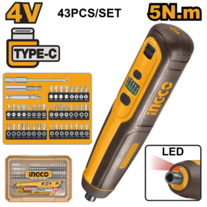 destornillador inalámbrico 1/4" tipo c 5n.m 4v