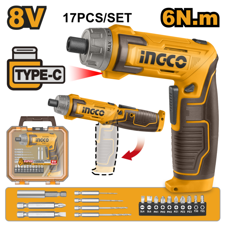 destornillador inalámbrico 1/4" tipo c 6n.m 8v