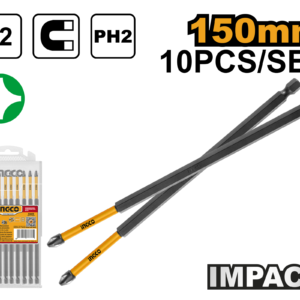 set de 10 puntas para destornillador impacto s2 ph2 150mm