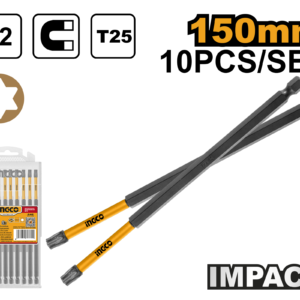 set de 10 puntas para destornillador impacto s2 t25 150mm