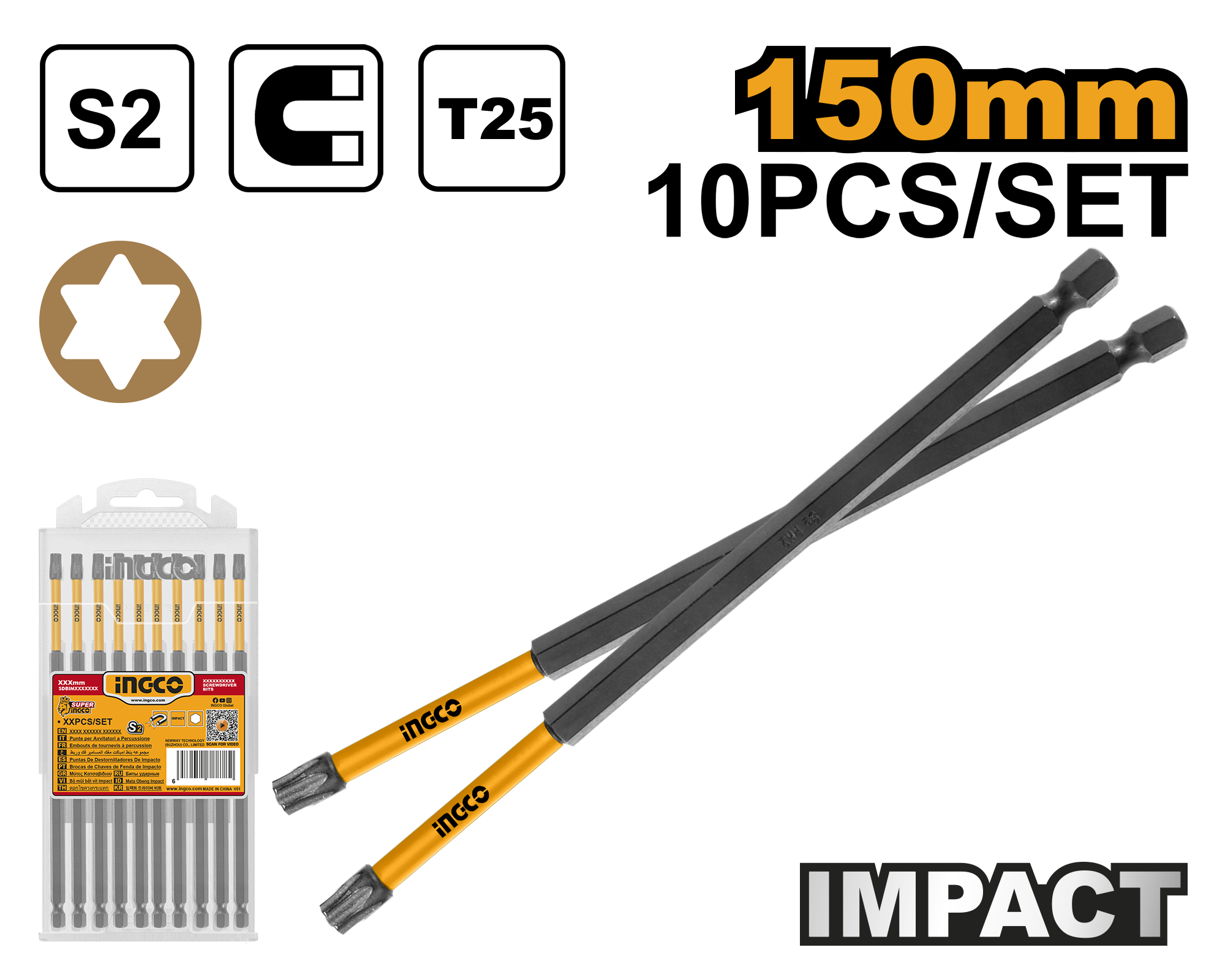 set de 10 puntas para destornillador impacto s2 t25 150mm set de 10 puntas para destornillador impacto s2 t25 150mm