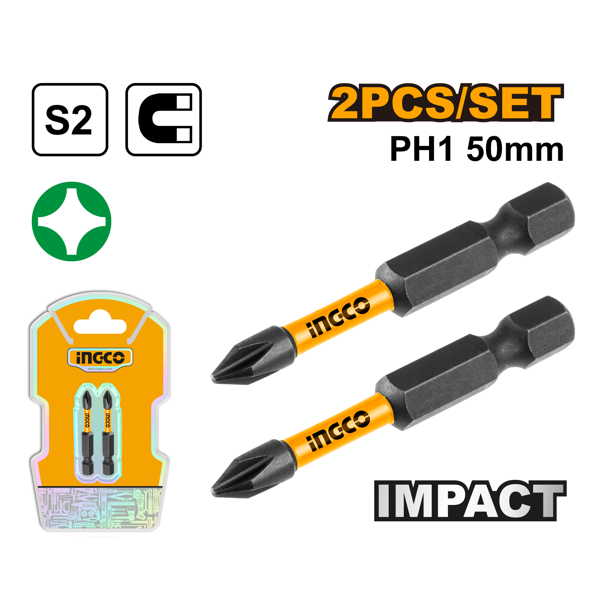 set de 2 puntas para destornillador impacto s2 ph1 50mm set de 2 puntas para destornillador impacto s2 ph1 50mm