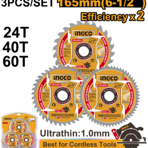 juego de hojas de sierra tct ultrafinos 165mm(6 1/2") 3pcs