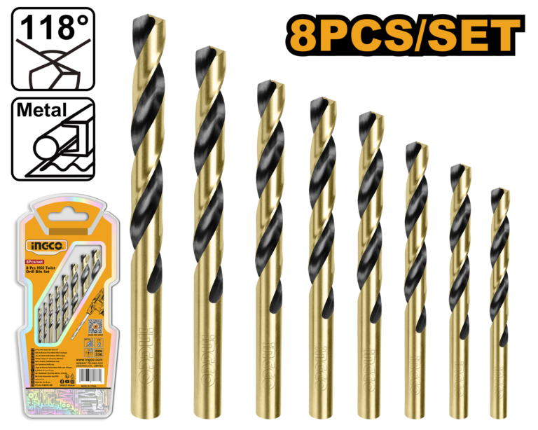 set de brocas metálicas con baño de titanio 8pcs