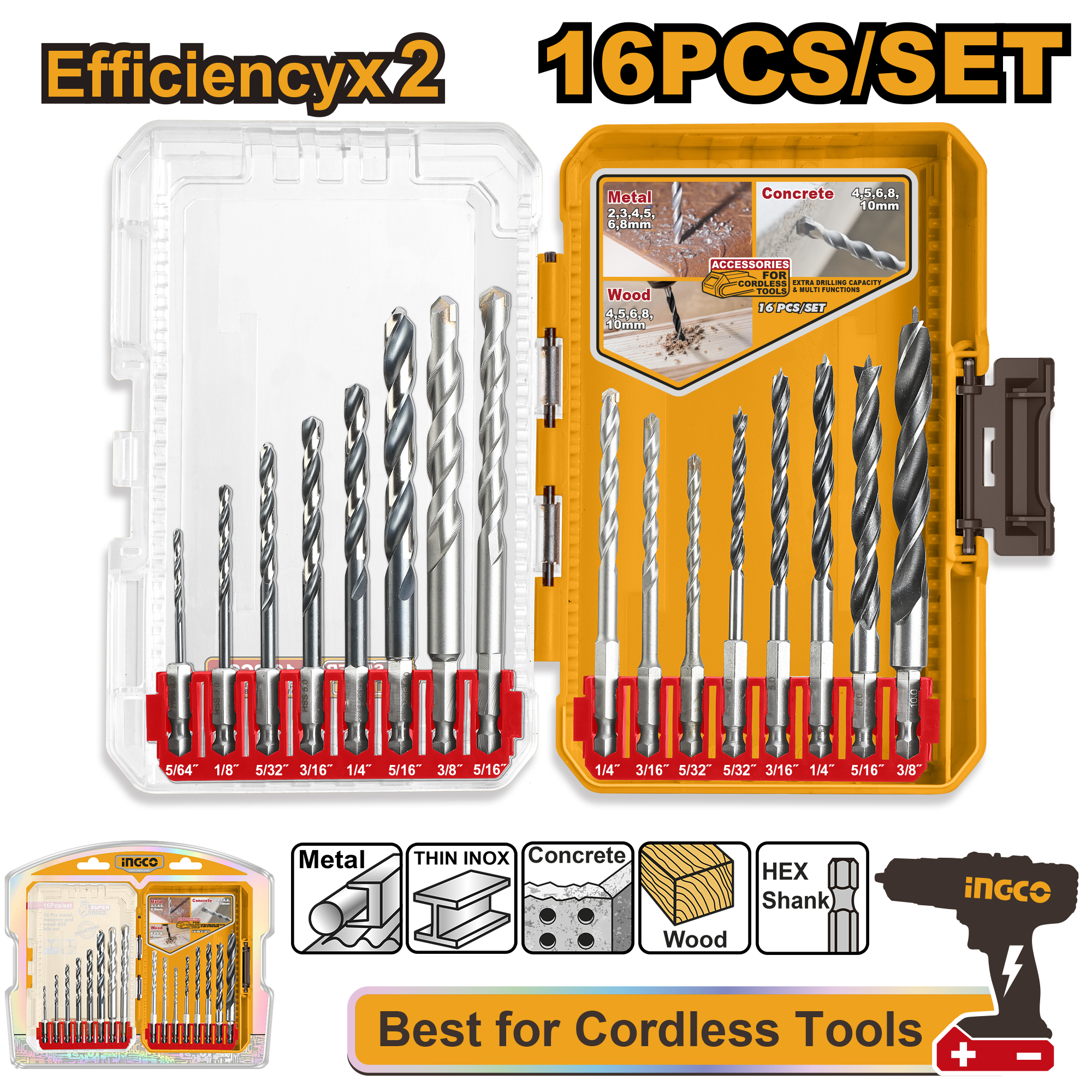 set de brocas multiples 16 pzs set de brocas multiples 16 pzs