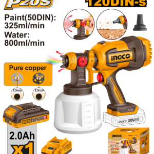 pistola pulverizadora inalambrica 120din s bateria 2.0ah cargador 2.0a p20s 20v