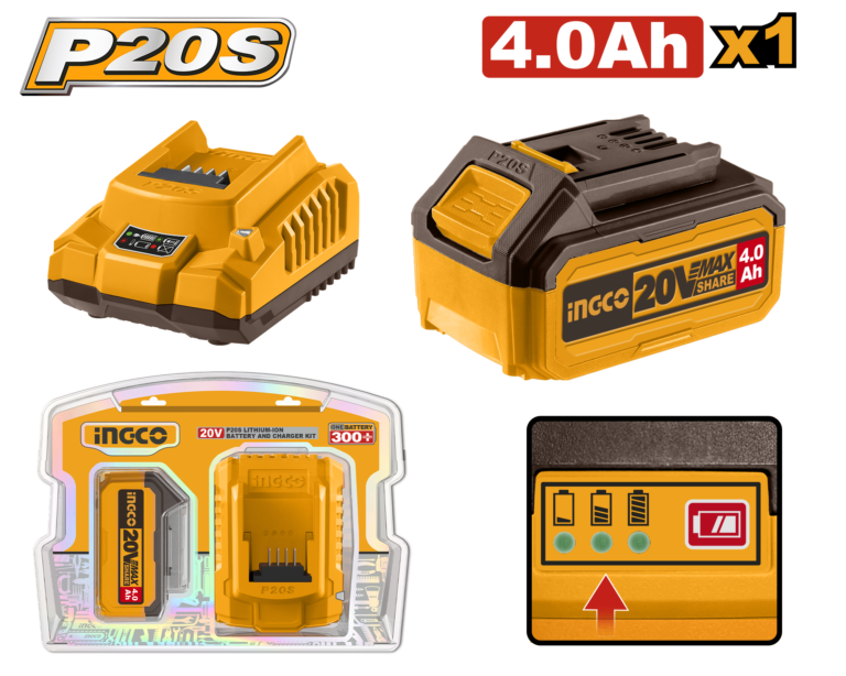 kit de cargador p20s 2.0a y batería p20s 4.0ah 20v