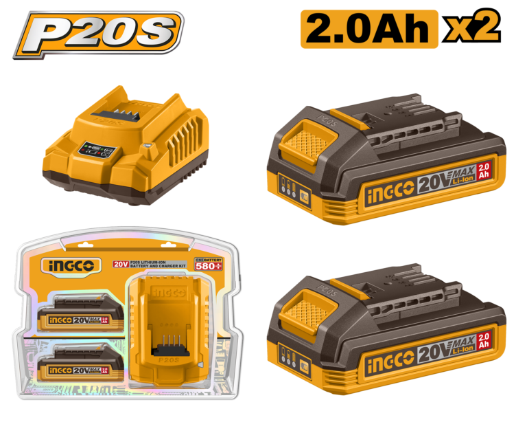 kit de cargador p20s 2.0a y 2 baterías p20s 2.0ah 20v
