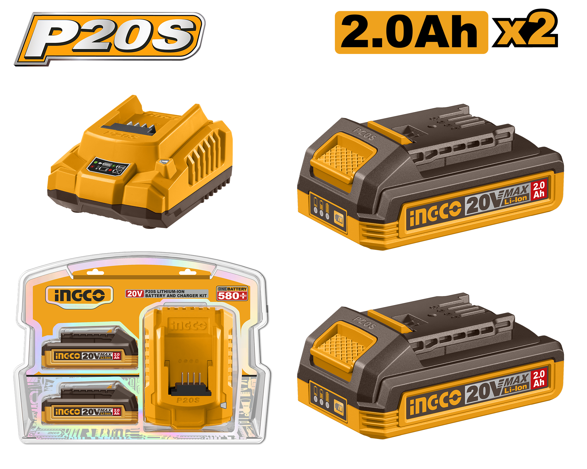 kit de cargador p20s 2.0a y 2 baterias p20s 2.0ah 20v kit de cargador p20s 2.0a y 2 baterías p20s 2.0ah 20v