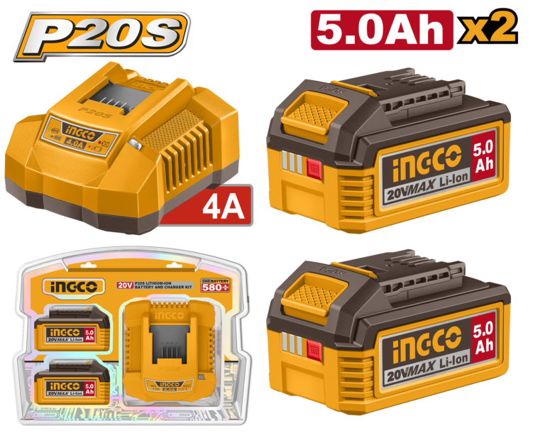 kit de cargador p20s 4.0a y 2 batería p20s 5.0ah 20v