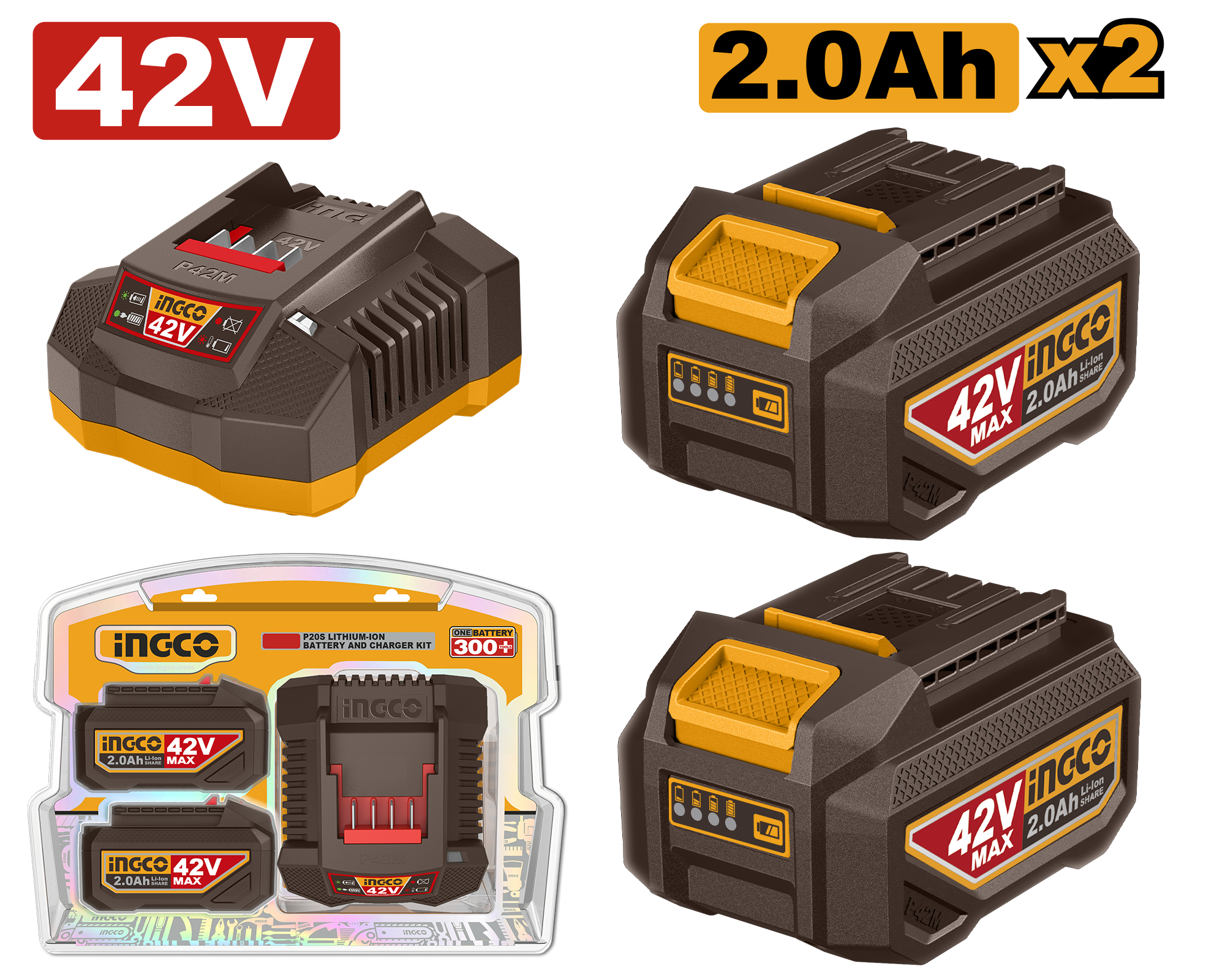 kit de cargador p42m (2.0a) y 2 baterias p42m (2.0ah) 42v kit de cargador p42m (2.0a) y 2 baterías p42m (2.0ah) 42v