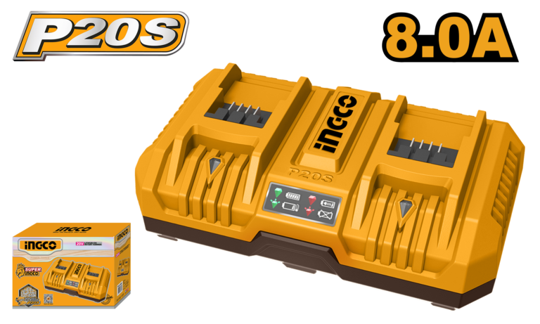 cargador doble de bateria p20s 4+4 8.0a 20v