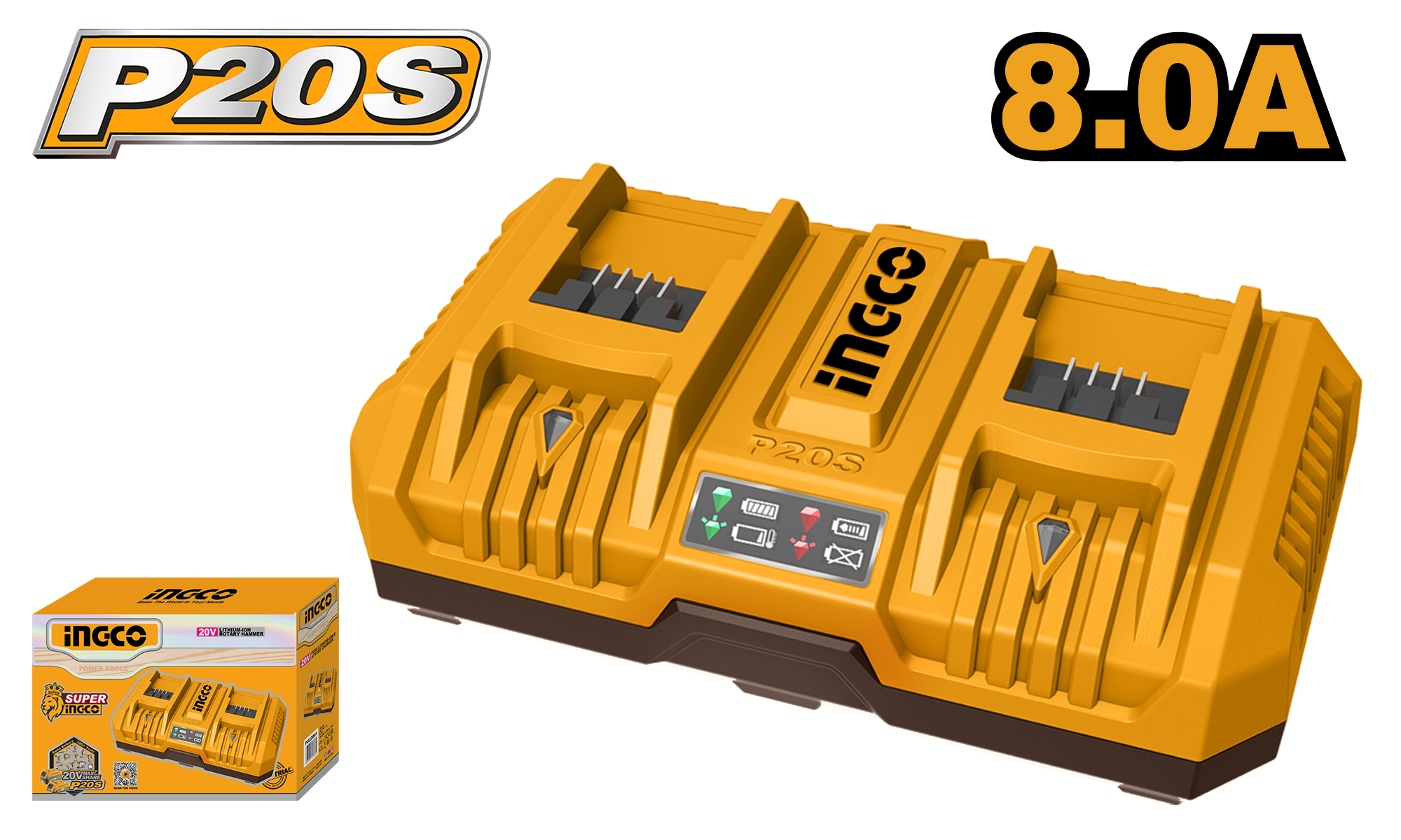 cargador doble de bateria p20s 4+4 8.0a 20v cargador doble de bateria p20s 4+4 8.0a 20v