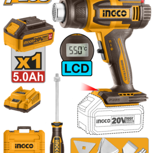 pistola de calor inalámbrica temperatura ajustable lcd cargador 2.0a batería 5.0ah p20s 20v