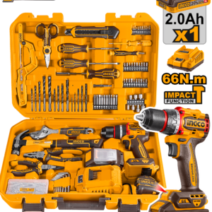 set de 165 herramientas con roto martillo 1/2" inalámbrico brushless 66n.m 20v